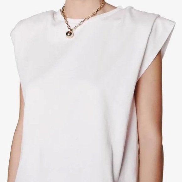 ANINE BING Tanner Structured Shoulder Tank Tee in white Size medium - Picture 2 of 12